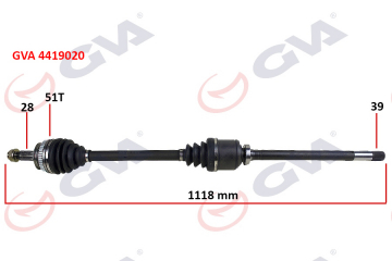 KOMPLE AKS SAĞ MASTER-MOVANO II 2.5D 98-10 ABS Lİ 51DİŞ 1118mm Marka : GVA