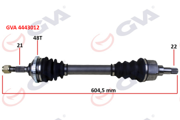 KOMPLE AKS SOL PEUGEOT 206 1.6i 98-06 TU5 ABS Lİ 48 DİŞ 604mm Marka : GVA
