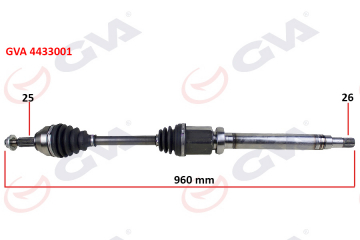 KOMPLE AKS SAĞ TRANSIT CONNECT 1.8 TDCI 02 75 HP 960mm Marka : GVA