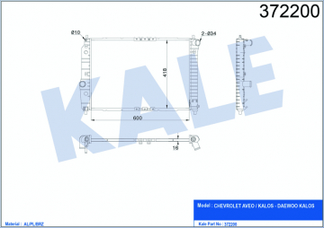 RADYATÖR CHEVROLET AVEO-KALOS AL/PL/BRZ 600x418x16 Marka : KALE