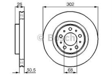 ÖN FREN AYNASI HAVALI VOLVO V70 97-00 C70 97-05 S70 96-00 XC70 97-02 302x26x5DLxHAVALI Marka : BOSCH