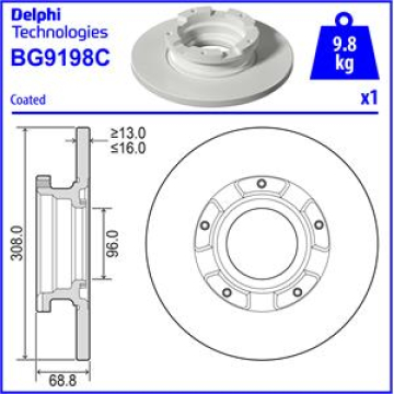 FREN DİSKİ TEKLİ PAKET - BOYALI. DELİKSİZ ARKA FORD TRANSIT. TRANSIT CUSTOM 04/2012 Marka : DELPHI