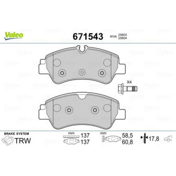 ARKA BALATA FORD TOURNEO CUSTOM-TRANSIT CUSTOM 2.2 TDCI 12 KABLOSUZ Marka : VALEO