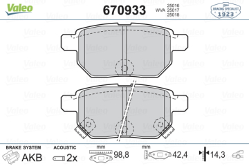 ARKA BALATA AURIS-COROLLA 1.4-1.6 VVTI 07-10 1.4D-4D-1.6 13 YARIS 1.0 VVTİ 06 1.8 VVTİ 07 Marka : VALEO
