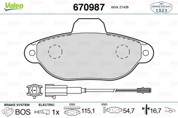ÖN BALATA FİŞLİ FIAT PANDA 1.2 09 PANDA 1.4 10 500 1.2 11/08 FORD KA 1.2 2.09 Marka : VALEO