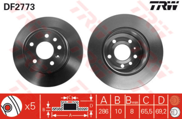 ARKA FREN AYNASI VECTRA B 96-02 SAAB 900 93-03 286 x 10 x 5DL DOLU 5084751-5391578-90495269 Marka : TRW