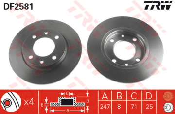 ARKA FREN AYNASI P106 SAXO 1.6i.1.6i GTI 96 206 98 306 97-01 XSARA 97 247x8x4DL Marka : TRW