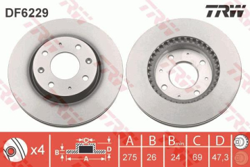 ÖN FREN AYNASI KIA CERATO 1.6-2.0 16V 04 1.5-2.0CRDI 04 275x26x4DLxHAVALI Marka : TRW