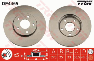 ÖN FREN AYNASI FOCUS 04-12 CMAX 07-10 S40 06-10 C30 10-12 C70 06-13 V50 05-12 278x25x5DLxHVLI Marka : TRW