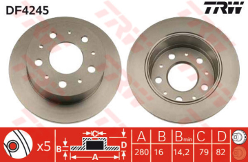 ARKA FREN AYNASI BOXER II III 02 DUCATO II III 02 JUMPER II III 02 280x16x5DL 1.8 Q Marka : TRW