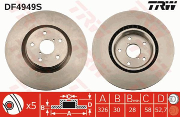 ÖN FREN AYNASI ADET SUBARU IMPREZA 05 326x30x28xHAVALI Marka : TRW