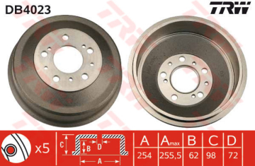 ARKA FREN KAMPANASI DUCATO-BOXER-JUMPER 82-06 10Q-14Q-18Q 254x98 Marka : TRW