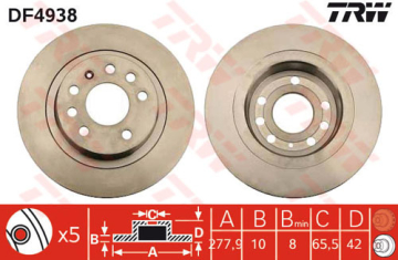 ARKA FREN AYNASI ASTRA H GTC 2.0T 04 14 ZAFIRA B 05 15 277.9x10x5DL DOLU Marka : TRW