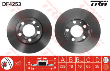 ÖN FREN AYNASI POLO 07 FABIA 00 FOX 03 1.2-1.4 16V-1.6 16V-1.9SDI 239x18x5DLxHAVALI Marka : TRW