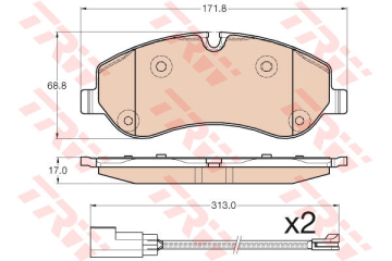 ÖN BALATA FORD TRANSIT V363 14 -TRANSIT CUSTOM 2.2 TDCI 12 2 ADET KABLOLU Marka : TRW