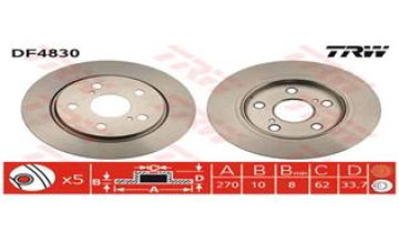 ARKA FREN AYNASI AURIS-COROLLA- 1.4VVTi-1.6VVTi-1.4 D4D-2.0 D4D-2.2D 03/07 270x10x5DL Marka : TRW