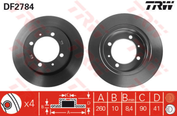 ARKA FREN AYNASI VOLVO S40 V40 95-04 CARISMA 95-06 SPACE STAR 98-04 260x10x4DL Marka : TRW