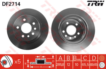 ARKA FREN AYNASI OMEGA B 2.0 24V 2.2 2.5TD 3.0 V6 94/7.03 286mm 285.8x12x5DLxHAVALI Marka : TRW