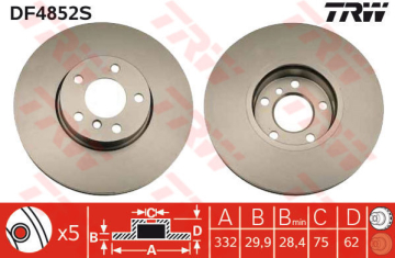 FREN DISKI ON ADET 332mm BMW E70 F15 E71 F16 Marka : TRW