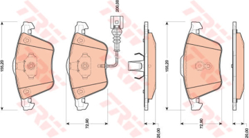ÖN BALATA GOLF VI 2.0 R4-09 13 GOLF VI 2.0TDİ 13 2.0TSİ 08-13 AUDI A3 03-12 TT 08-14 Marka : TRW