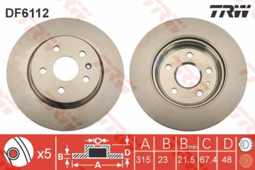 ARKA FREN AYNASI INSIGNIA A 08 SAAB 9-5 YS3G 10 17 JANT-18 JANT 315x22.9x5DLxHAVALI Marka : TRW