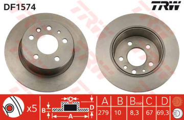 FREN DISKI ARKA MERCEDES W115 C123 S123 W116 W126 W123 Marka : TRW