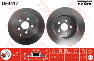 ARKA FREN AYNASI AVENSIS 1.6 VVTI-1.8-2.0-2.0 D4D-2.4 03 280x10x5DL Marka : TRW