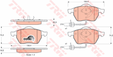 ÖN BALATA FİŞLİ BÜYÜK TİP PASSAT-A4-A6 97-04 GDB1307 Marka : TRW