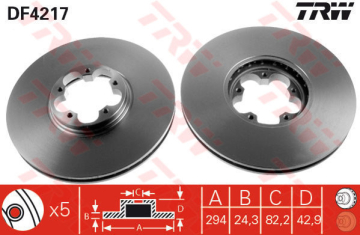 ÖN FREN AYNASI TRANSİT V184 00 ARKADAN ÇEKİŞLİ 294x24.5x5DLxHAVALI Marka : TRW