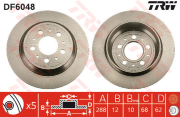 ARKA FREN AYNASI VOLVO S60 01-10 S70 01-05 S80 98-06 XC70 00-07 288x12x5DL Marka : TRW