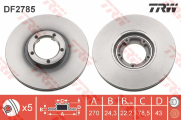 x ÖN FREN AYNASI TRANSİT 91-94 -TOURNEO 94-00 T15 270x24.3x5DLxHAVALI Marka : TRW