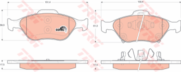 ÖN BALATA YARIS 1.0VVTİ 1.3VVTİ 1.4D4D 06 09 11 Marka : TRW