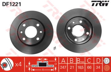 ÖN FREN AYNASI P106 I-II 91-02 206 98 306 93-01 SAXO 96-03 XSARA 97-00 247x21x4DLxHAVALI Marka : TRW