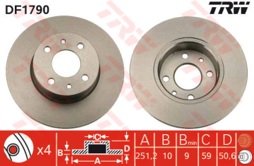 ARKA FREN DISKI FIAT BRAVO II 07 STILO 01 LINEA 07 ALFA ROMEO MITO 08 LANCIA DELTA II 08 251.5x10x4DL Marka : TRW