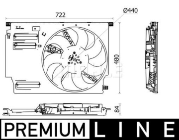 KOMPLE FAN 600 W 12 V BMW F45 F48 F39 MINI F60 PREMIUM LINE Marka : MAHLE