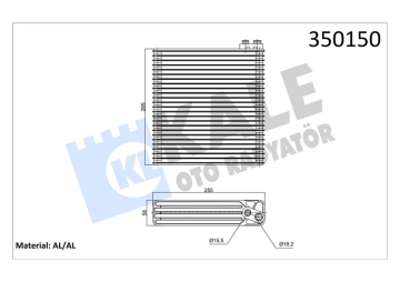 EVAPORATOR TOYOTA COROLLA 1.4-1.6 2.0D-4D 01-08 BRAZING AL/AL 255X265X58 Marka : KALE