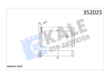 KALORİFER AL/MKNK 80-COUPE-90-PORSCHE 924-CADDY I-GOLF I-JETTA I-PASSAT-SANTANA-SCIROCCO 84 87 Marka : KALE
