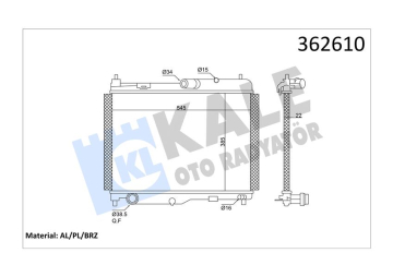 SU RADYATÖRÜ FORD ECOSPORT-FIESTA VII 1.0ECOBOOST 13 AT BRAZING 385x545x22 GN118005CB-GN118005CC-GN118005CD Marka : KALE
