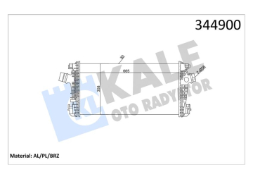 TURBO RADYATÖRÜ INTERCOOLER ASTRA J-CRUZE J300-J305-J308 -ZAFIRA TOURER C AL/PL/BRZ 665x35 Marka : KALE