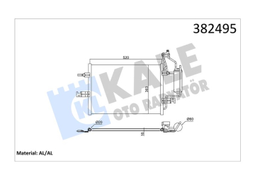 KLİMA RADYATÖRÜ OPEL MERIVA A MPV 1.6 1.4 16V 1.7 DTI 1.8 03-10 KURUTUCU İLE BRAZING AL-AL 520x363x16 Marka : KALE