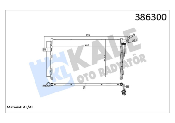 KLİMA KONDENSERİ ACCENT ERA 06 AL/AL 634x348x16 Marka : KALE