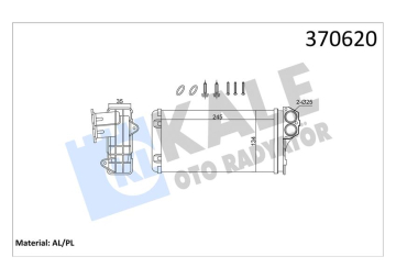 KALORİFER PEUGEOT 206 14-16 16V 1.6-2.0HDI 00 206 T3E 1.4HDI 09 13 MEKANİK 245X137X35 KALORİFER RADYATÖRÜ Marka : KALE
