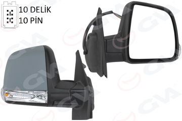 DIŞ DİKİZ AYNASI ELEKTRİKLİ SAĞ DOBLO III 2011 MD. SİNYALLİ KATLANIR / POWER FLOK ASTARLI 10 FİŞ Marka : GVA
