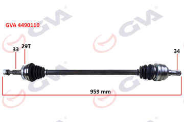 KOMPLE AKS SAĞ VECTRA B 1.6İ-1.8İ-2.0İ 95-03 ABS Lİ 29 DİŞ 959mm Marka : GVA