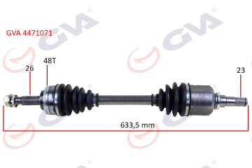 KOMPLE AKS SOL COROLLA E12 1.4 VVT-I 02-07 ABS Lİ 48DİŞ 633mm Marka : GVA