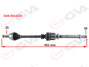 KOMPLE AKS SAĞ MEGANE 3-FLUENCE 1.5 DCİ 6 VİTES 09 931mm Marka : GVA