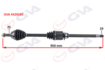 KOMPLE AKS SAĞ LINEA 1.3 MTJ 07- 90HP MİLLİ 950mm Marka : GVA