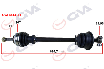 KOMPLE AKS SOL CLIO II 1.4i 16V 98-05 ABS Lİ 26DİŞ 625mm Marka : GVA
