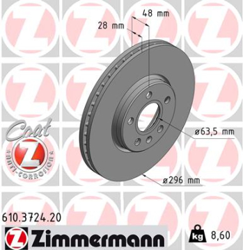 ARKA FREN DİSK ADET VOLVO S60 2019 S90 2016 2019 V60 2018 V90 2016 CAP296X5 16 JANT Marka : ZIMMERMANN
