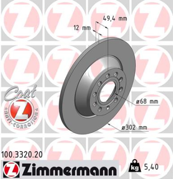 ARKA FREN AYNASI AUDI A6 4B.C5 3.0 QUATTRO 07/04 A6 4F2 2.0 TDI 07/04 302x11.7x9DL 986479257-DF4434 Marka : ZIMMERMANN